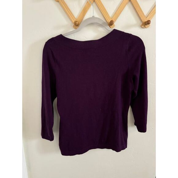 Banana Republic Sweater Women's Small Silk Cashmere Blend Purple 3/4 Sleeve - Picture 7 of 7